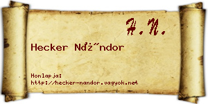 Hecker Nándor névjegykártya